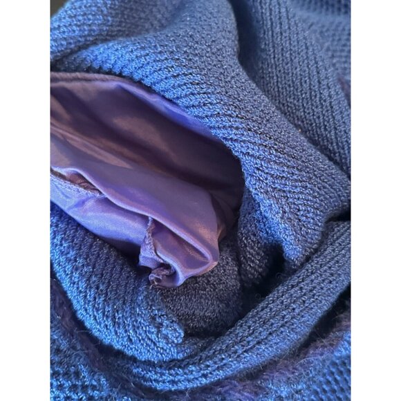 Vintage Epic Steven Womens Top Skirt Suit Large Cobalt Blue Wool Beaded 80s - Picture 9 of 14